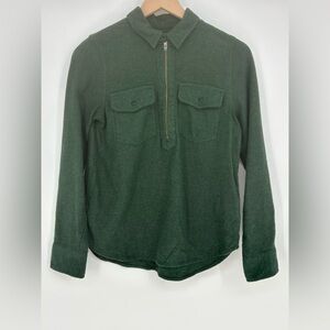 Madewell‎ Flannel Zip-Front Popover Shirt In Gallery green- Women's Size XS